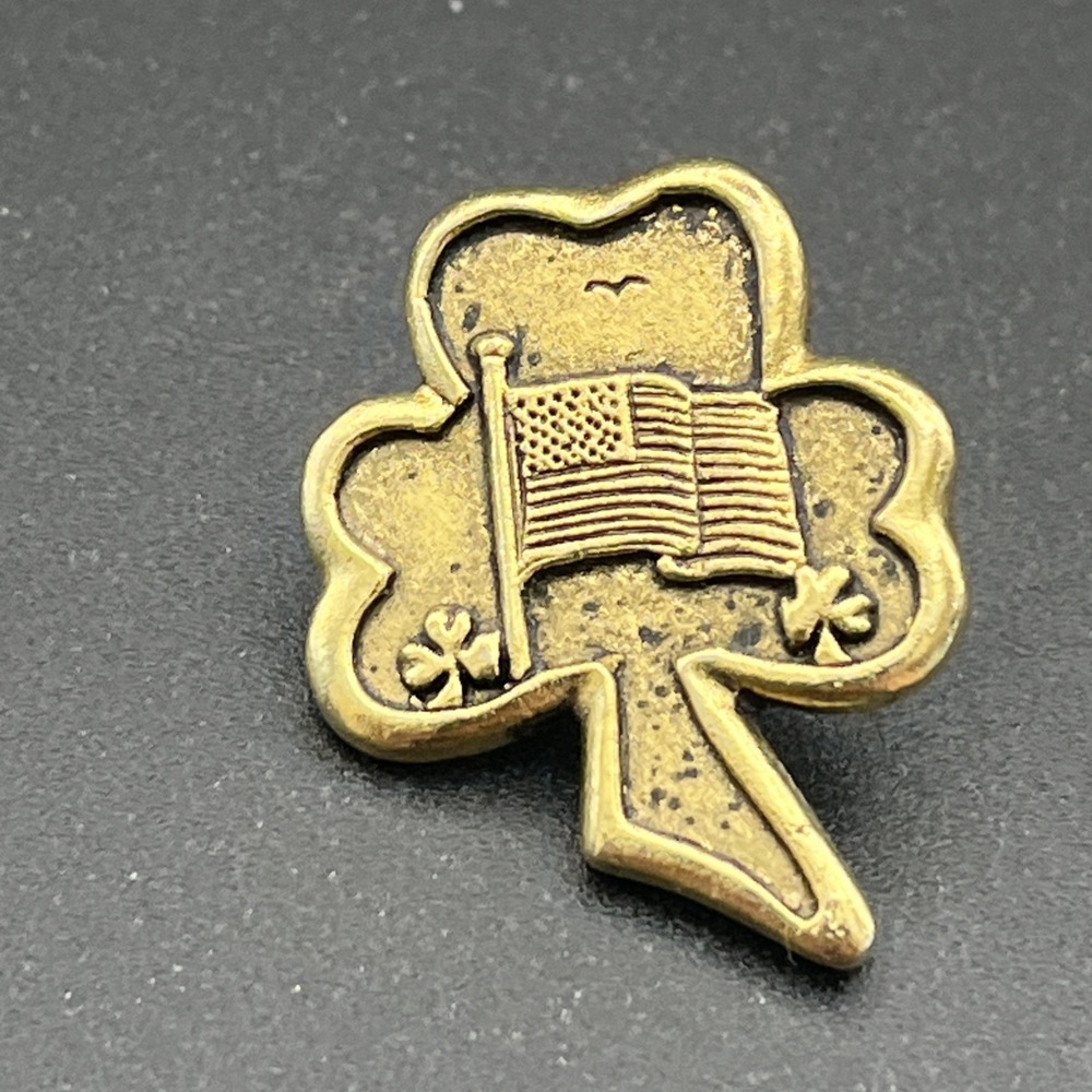 American Flag Four Leaf‎ Clovers Ireland Together Our Goal Lapel Hat Pin